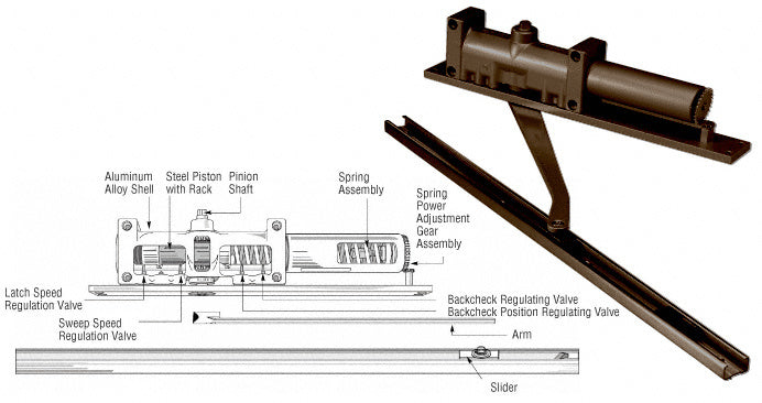 Norton® 7900 Series No Hold Open Left Hand Interior Door Closer