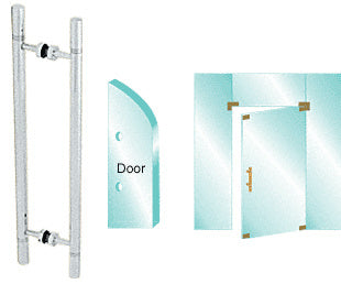 CRL 25" Overall Length Glass Mounted Back-to-Back Ladder Style Pull Handle with Undercut Accent Rings