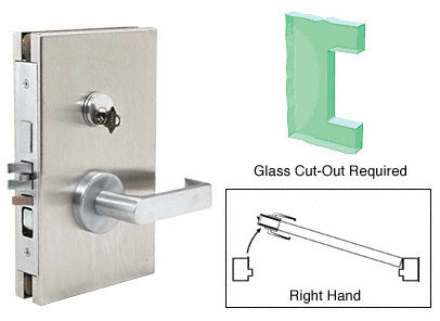 CRL 6" x 10" RH Center Lock With Deadlatch in Entrance Lock Function