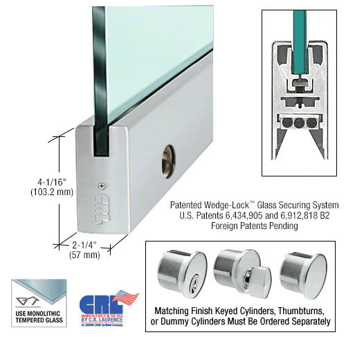 CRL Glass 4" Square Door Rail - 35-3/4" Length