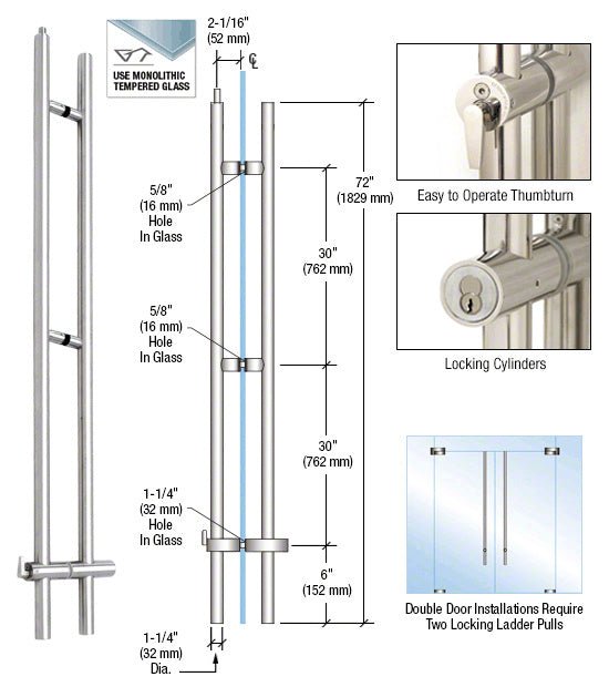 CRL 316 72" Upwards Locking Ladder Pull