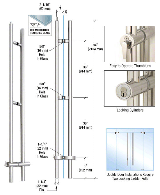 CRL 316 84" Upwards Locking Ladder Pull