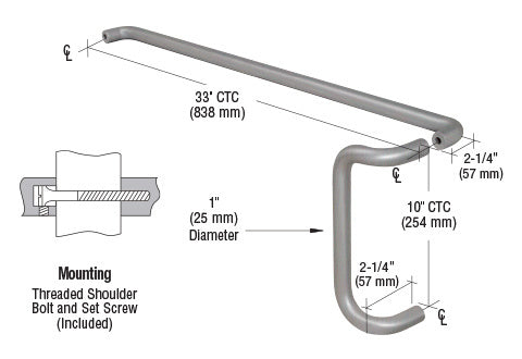 CRL Painted Solid Push Bar and Pull Handle Set