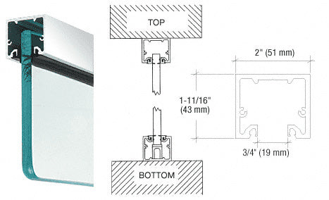 CRL Wide U-Channel with Top Load Roll-In Glazing Gasket for 3/8" and 1/2" Glass - 120" Length