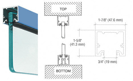 CRL Wide U-Channel With Top Load Roll-In Glazing Gasket for 3/8" and 1/2" Glass - Custom Length