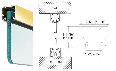 CRL Wide U-Channel with Top Load Roll-In Glazing Gasket for 3/4" Glass - Custom Length