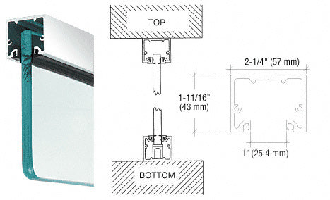 CRL Wide U-Channel with Top Load Roll-In Glazing Gasket for 3/4" Glass - Custom Length