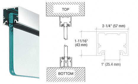 CRL Wide U-Channel with Top Load Roll-In Glazing Gasket for 3/4" Glass - 120" Length