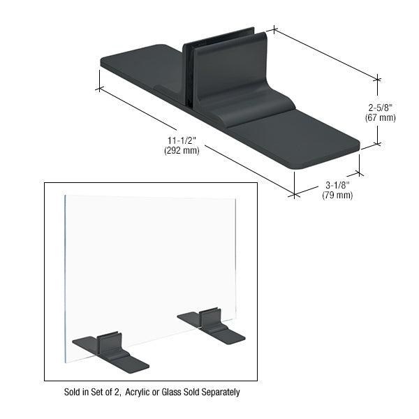 Anodized Aluminum Base for 1/4" (6 mm) to 3/8" (10 mm) Acrylic or Glass