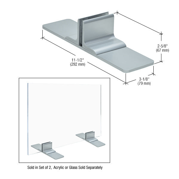Anodized Aluminum Base for 1/4" (6 mm) to 3/8" (10 mm) Acrylic or Glass
