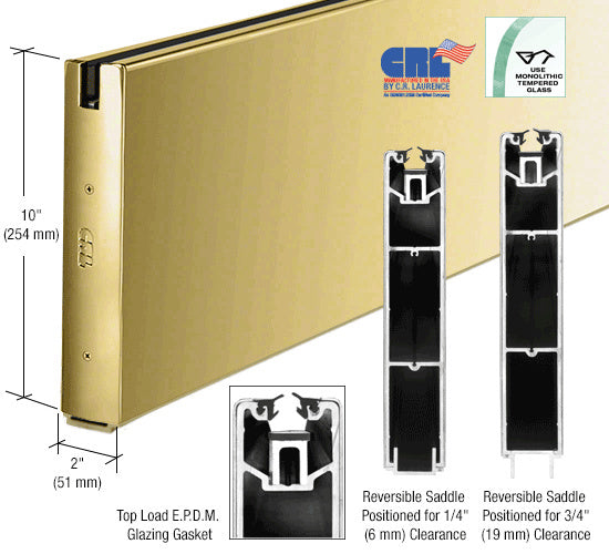 CRL Powder Coat 10" x 120" Length Square Sidelite Rail