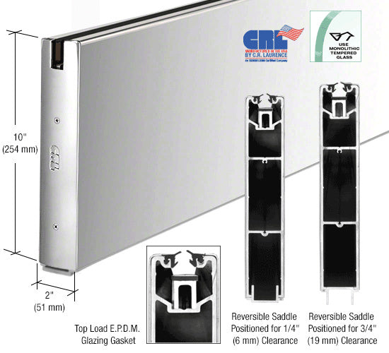 CRL Powder Coat 10" x 120" Length Square Sidelite Rail