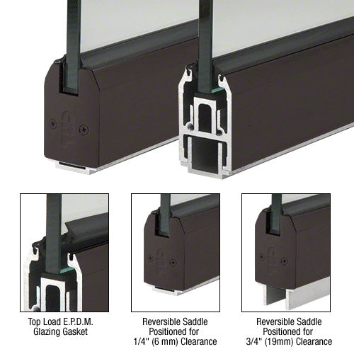 CRL Powder Coat 2-5/16" x 240" Length Low Profile Tapered Sidelite Rail With Saddle