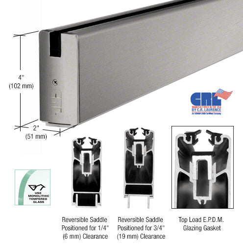 CRL 4" x 120" Length Square Sidelite Rail