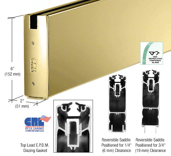 CRL Powder Coat 6" x 120" Length Square Sidelite Rail