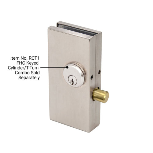 FHC 2-3/4" X 5-5/8" Deadthrow Low Profile Center Lock For 3/8" And 1/2" Glass