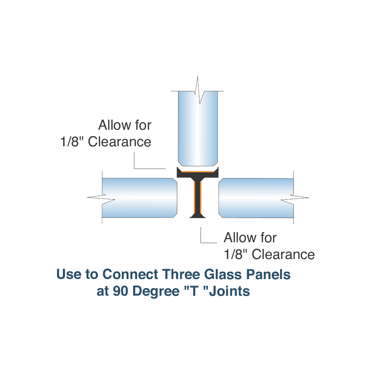 Clear Partition Strip 3-Way Joint - 120" Length