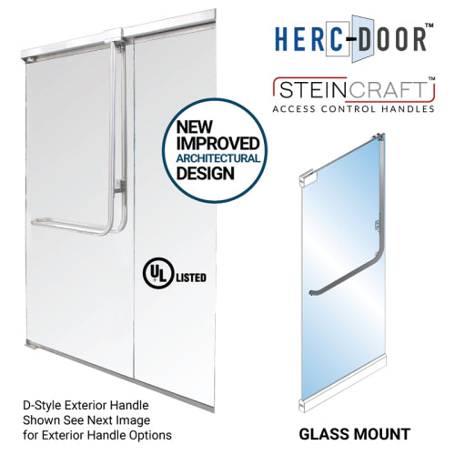 FHC Top Latching Panic Exit Device No Exterior Pull Handle LHR Swing 4 Top Glass Mount Exterior Keyed Access - Polished Stainless