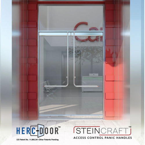 FHC Top Latching Panic Exit Device J Exterior Pull Handle RHR Top Glass Mount Exterior Keyed Access - Brushed Stainless