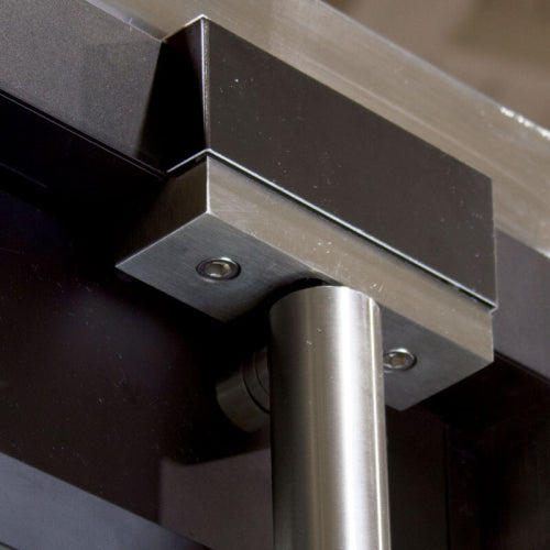 FHC Top Latching Panic Exit Device No Exterior Pull Handle LHR Swing 4 Top Glass Mount Exterior Keyed Access - Brushed Stainless
