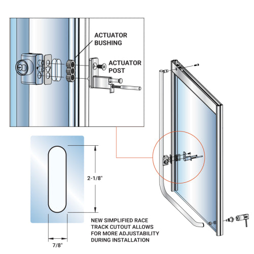 FHC Top Latching Panic Exit Device No Exterior Pull Handle LHR Swing 4 Top Glass Mount Exterior Keyed Access - Polished Stainless