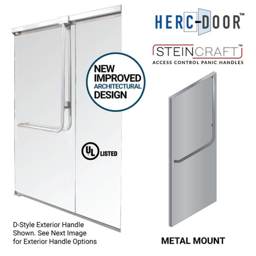 FHC Top Latching Panic Exit Device "J" Exterior Pull Handle Top Rail Mount Exterior Keyed Access - Brushed Stainless Additional Image - 9