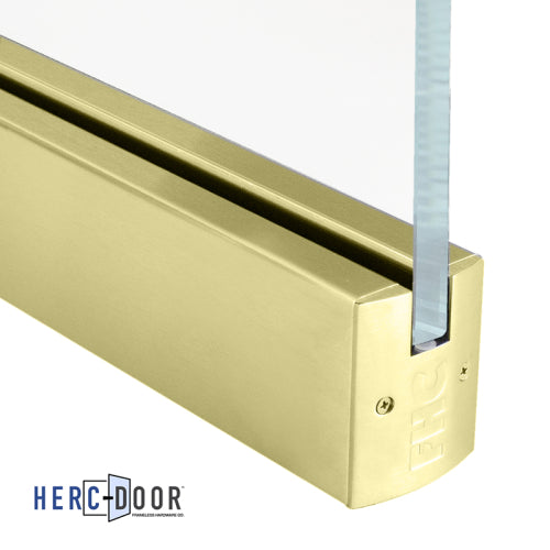 FHC 2-1/2" Low Profile Tapered Door Rail Without Lock For 3/8" Glass - 35-3/4" Length
