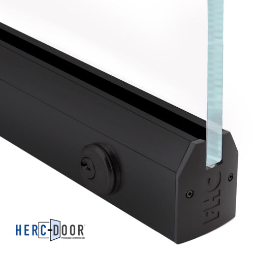 FHC 2-1/2" Low Profile Tapered Door Rail With Lock For 3/8" Glass - 35-3/4" Length