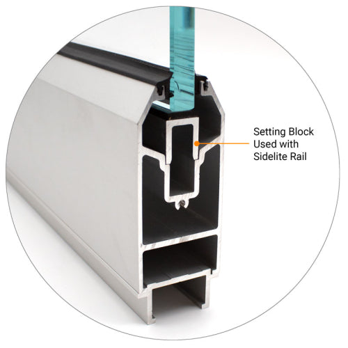 FHC Aluminum/Neoprene Setting Block For Commercial Sidelite Rails And Narrow Width Deep Channels