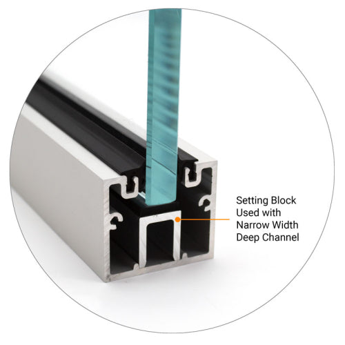 FHC Aluminum/Neoprene Setting Block For Commercial Sidelite Rails And Narrow Width Deep Channels