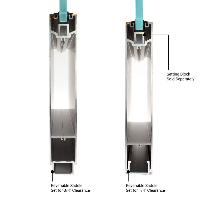 10" Square Sidelite Rail 240" Length With Reversible Saddle
