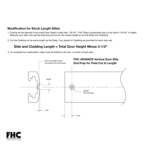 FHC Custom Length Vertical Door Stile Kit
