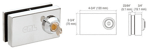 CRL Chrome Deluxe Patch Lock for 1/2" Glass