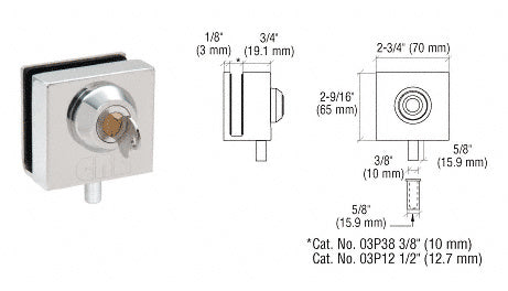 CRL Chrome Deluxe Slip-On Showcase Lock for 1/2" Glass