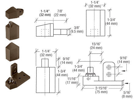 CRL Offset Right Hand Pivot Set Flush with Frame Face