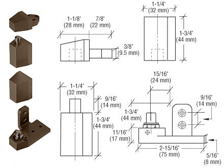 CRL Offset Right Hand Pivot Set with 1/8" Recess