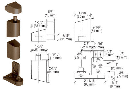 CRL Offset Left Hand Pivot Set Flush with Frame Face