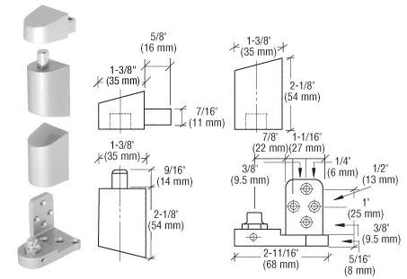 CRL Offset Right Hand Pivot Set Flush with Frame Face