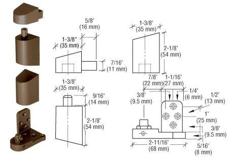 CRL Offset Right Hand Pivot Set Flush with Frame Face