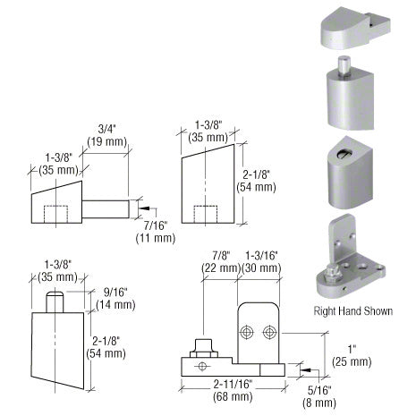 CRL Right Hand 0P400 Top and Bottom Pivot Set