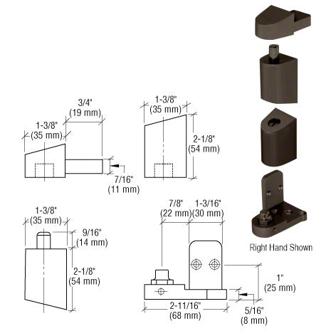 CRL Right Hand 0P400 Top and Bottom Pivot Set