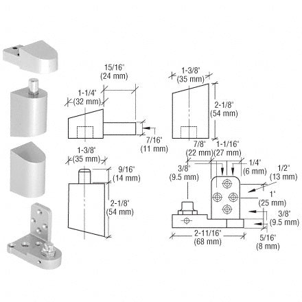 CRL Offset Left Hand Pivot Set with 3/32" Recess