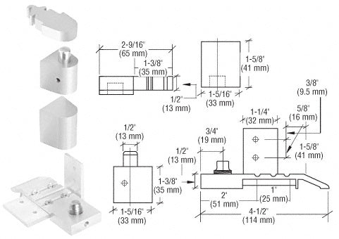 CRL Offset Left Hand Pivot Set with 1/8" Recess