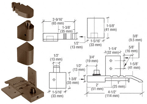 CRL Offset Left Hand Pivot Set with 1/8" Recess