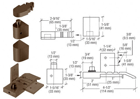 CRL Offset Right Hand Pivot Set with 1/8" Recess