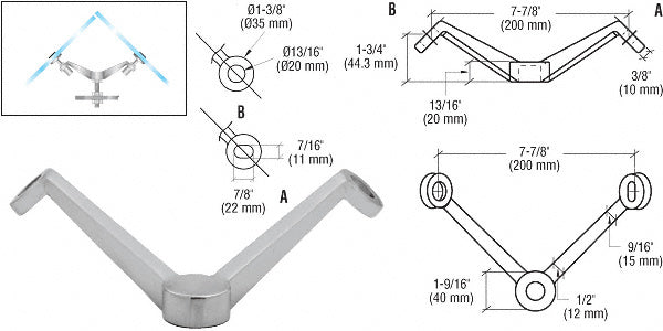 CRL Regular Duty Spider Fitting 90 Degree 2V Arm Column Mount