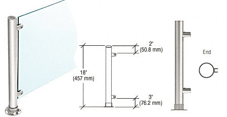 CRL 18" High 1-1/2" Round PP45 Contemporary Series Straight Front Counter/Partition End Post