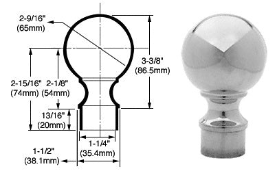 CRL Ball End Cap for 1-1/2" Tubing