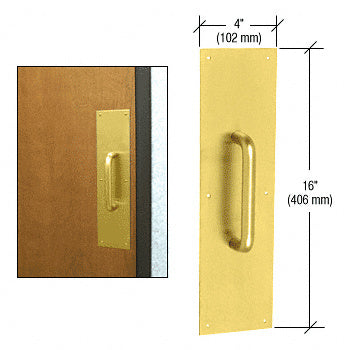 CRL 3/4" Diameter 6" Pull Handle with 4" x 16" Pull Plate