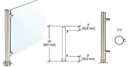 CRL Paint 18" High 1" Round PP56 Slimline Series Straight Front Counter/Partition End Post